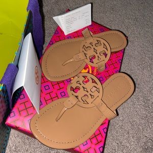 Size 5.5 Tory Burch-Miller Tan Patent Leather Sandals